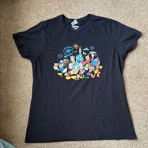 Disney Black Short Sleeve Tee with Cartoon Graphic